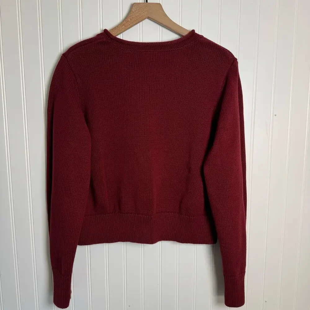 Gap Shrunken Roll Neck Red Knit Women’s Sweater 100% Cotton Size XL - Picture 6 of 11
